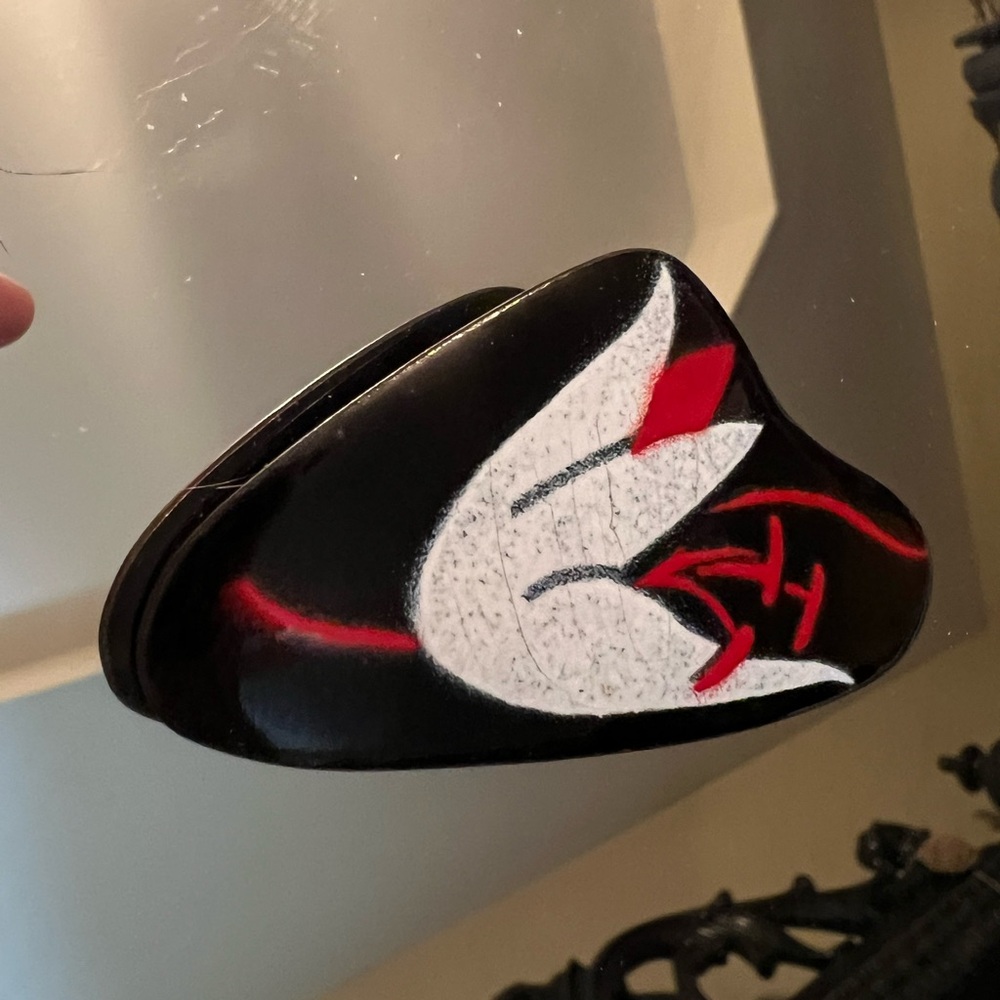 Antique mid century Black and Red Artistic Brooch
